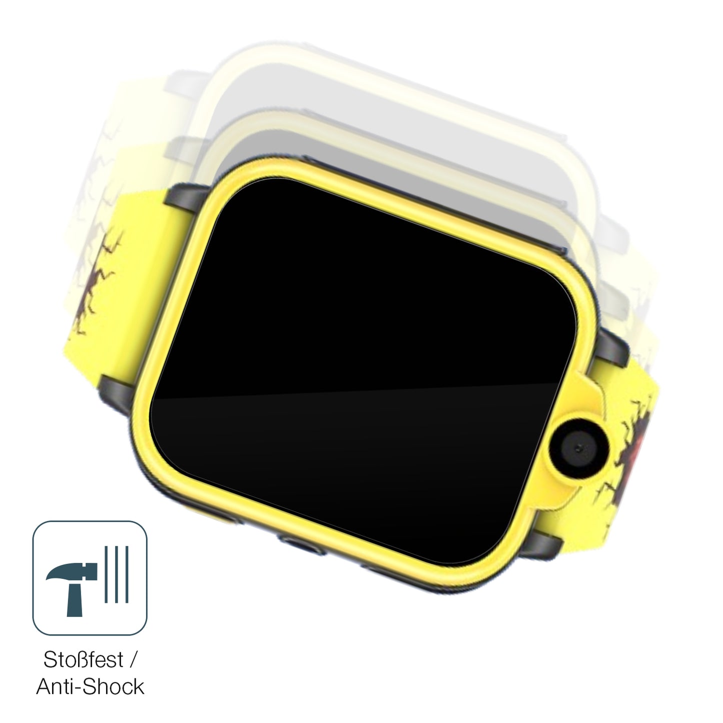 Schutz gegen Kratzer auf dem Iowodo XT23-BK Smartwatch Kinder Glas durch Schlüssel, Stöße gegen die Tischkante oder Stürze