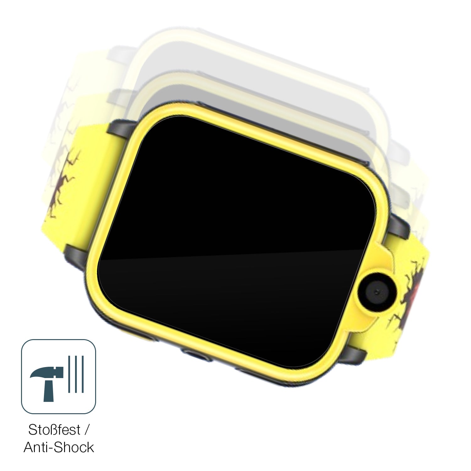 Schutz gegen Kratzer auf dem Iowodo XT23-BK Smartwatch Kinder Glas durch Schlüssel, Stöße gegen die Tischkante oder Stürze