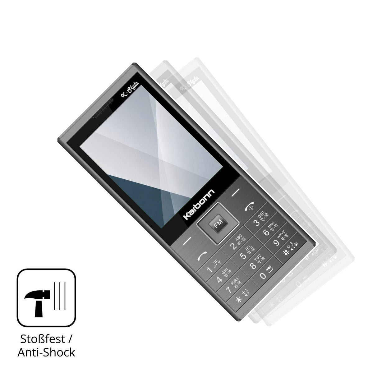 Schutz gegen Kratzer auf dem Karbonn K Stylo Glas durch Schlüssel, Stöße gegen die Tischkante oder Stürze