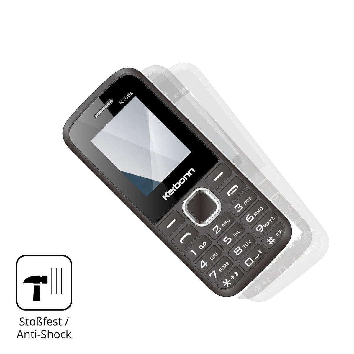 Schutz gegen Kratzer auf dem Karbonn K106s Glas durch Schlüssel, Stöße gegen die Tischkante oder Stürze