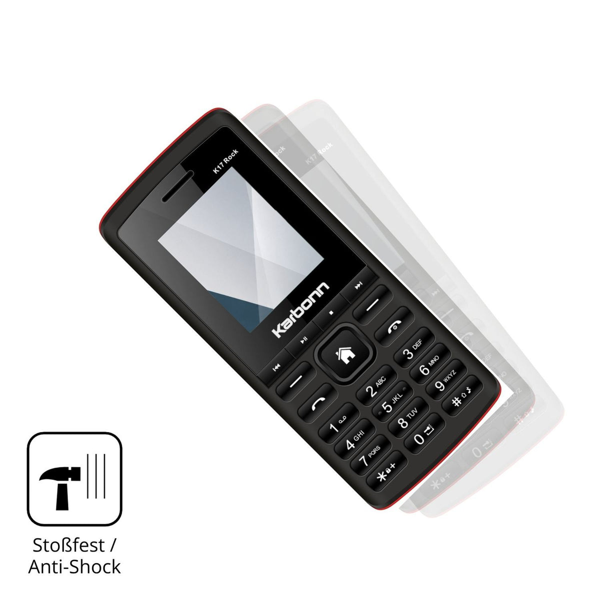 Schutz gegen Kratzer auf dem Karbonn K17 Rock Glas durch Schlüssel, Stöße gegen die Tischkante oder Stürze