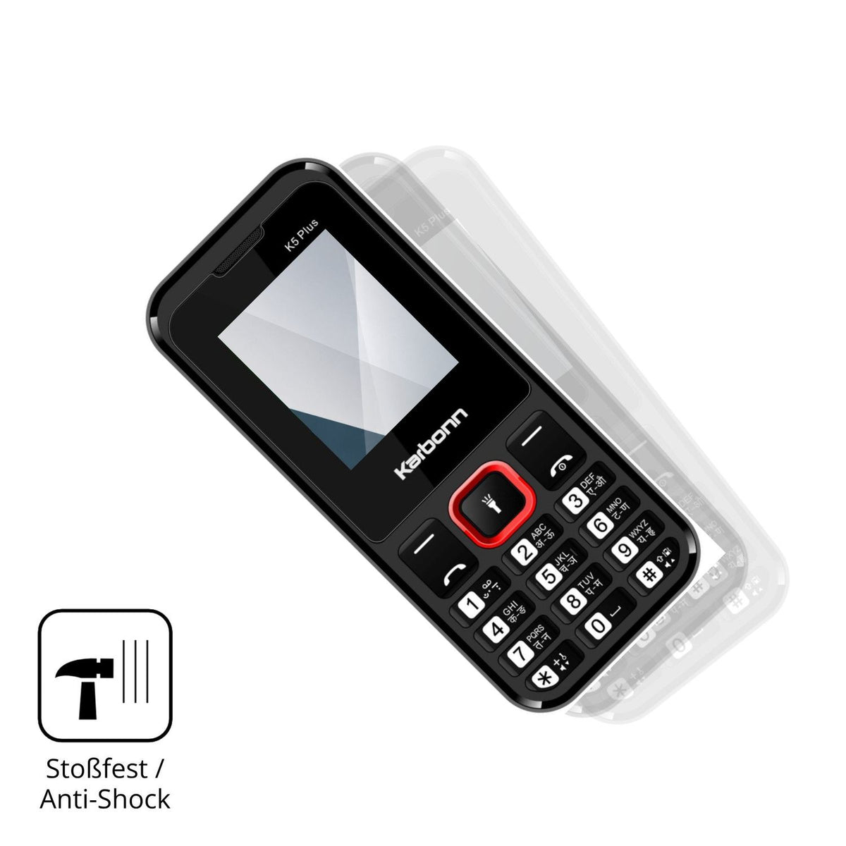 Schutz gegen Kratzer auf dem Karbonn K5 Plus Glas durch Schlüssel, Stöße gegen die Tischkante oder Stürze