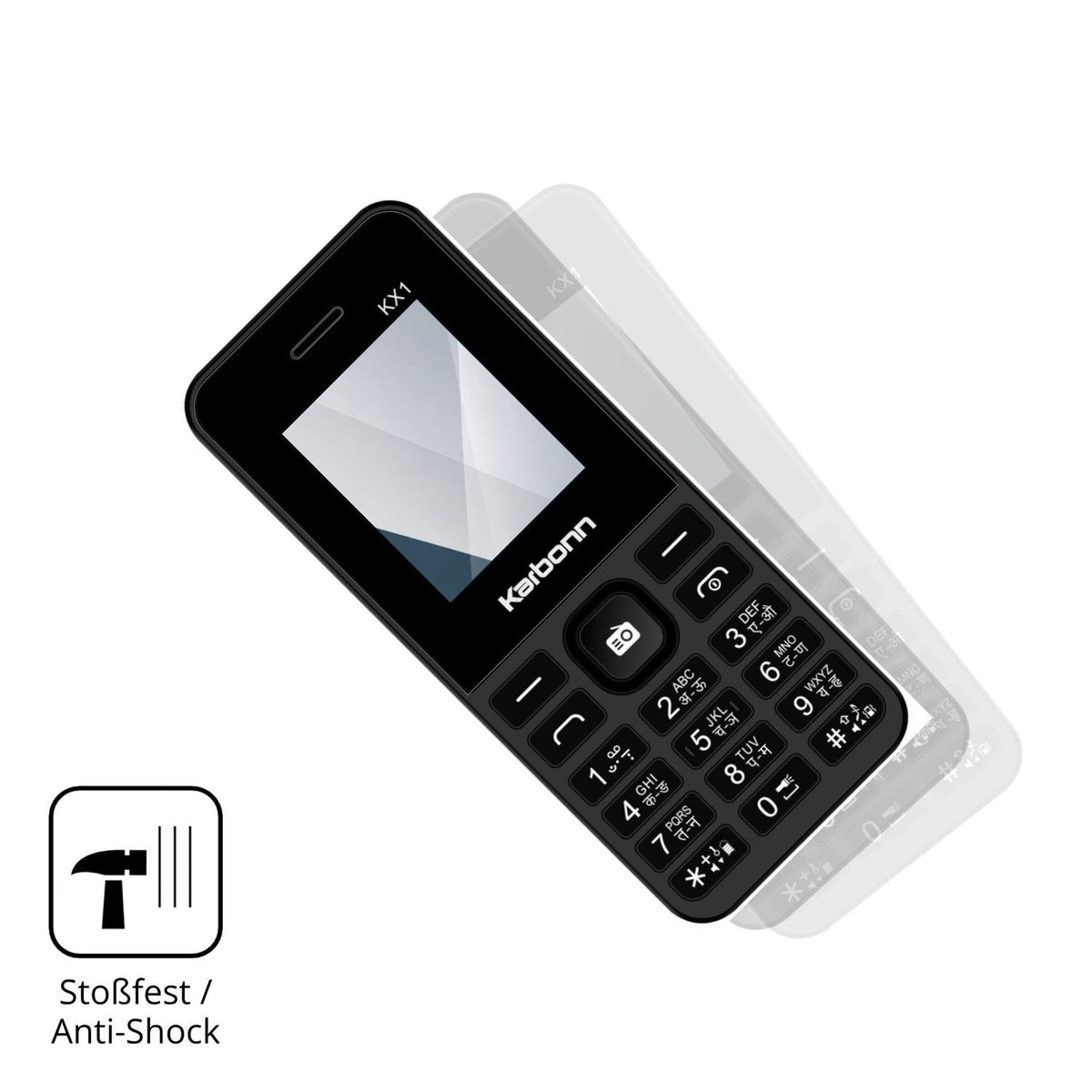 Schutz gegen Kratzer auf dem Karbonn KX1 Glas durch Schlüssel, Stöße gegen die Tischkante oder Stürze