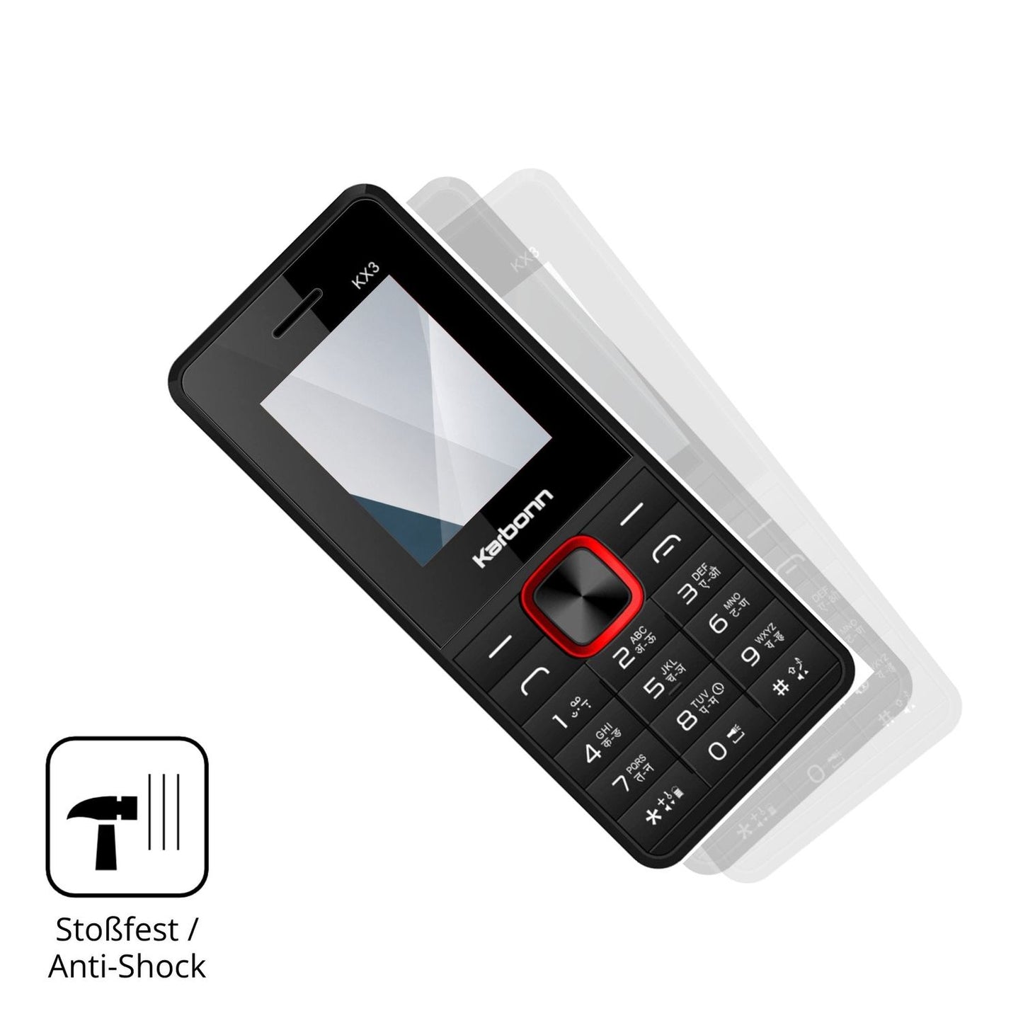 Schutz gegen Kratzer auf dem Karbonn KX3 Glas durch Schlüssel, Stöße gegen die Tischkante oder Stürze