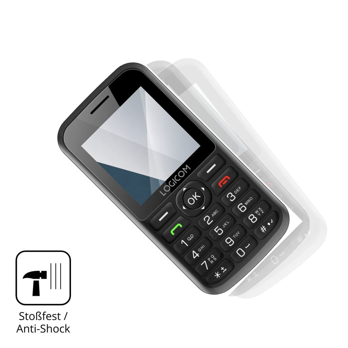 Schutz gegen Kratzer auf dem Logicom Posh S85 Glas durch Schlüssel, Stöße gegen die Tischkante oder Stürze
