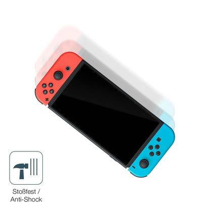 Schutz gegen Kratzer auf dem Nintendo Switch OLED Glas durch Schlüssel, Stöße gegen die Tischkante oder Stürze