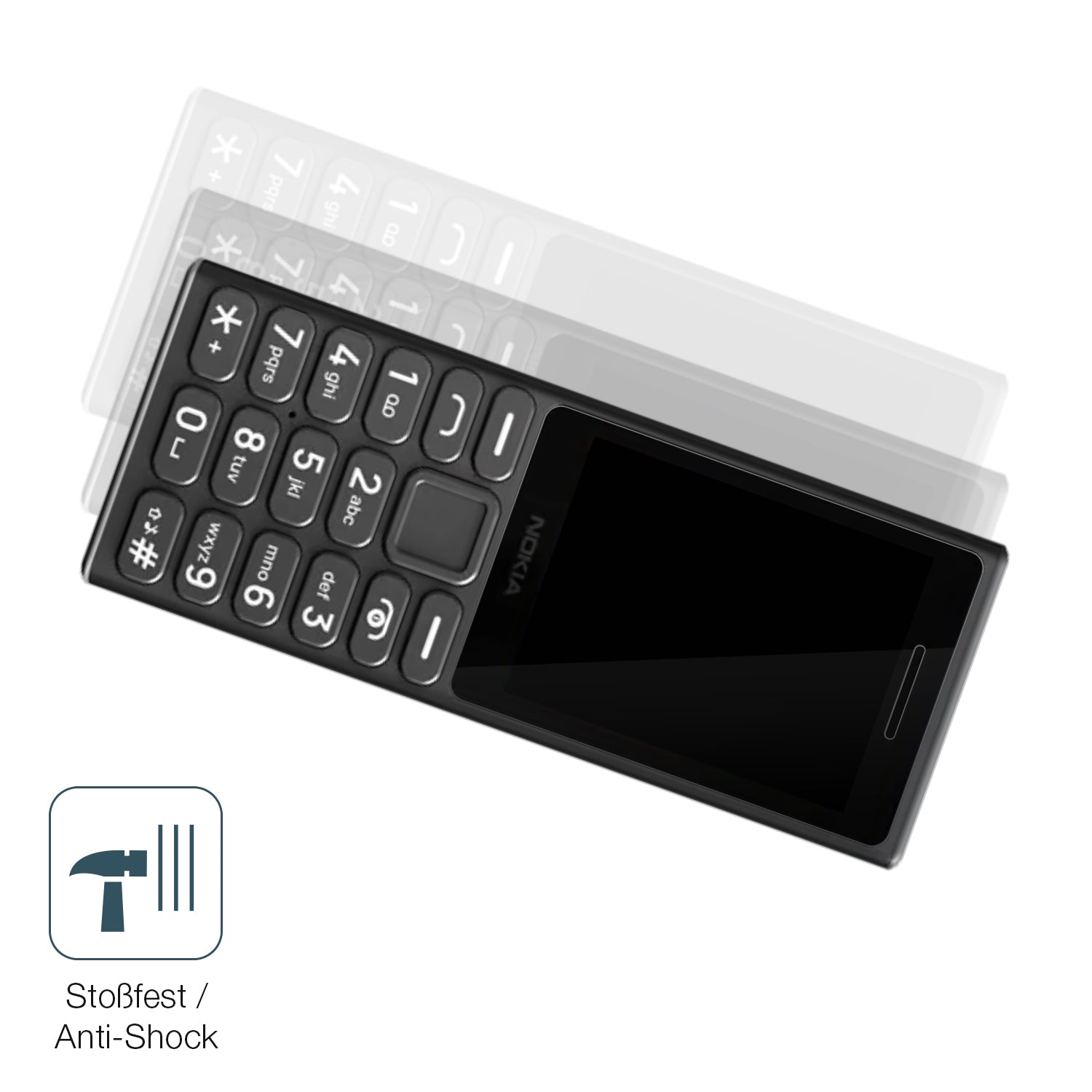 Schutz gegen Kratzer auf dem Nokia 105 4G 2024 Glas durch Schlüssel, Stöße gegen die Tischkante oder Stürze