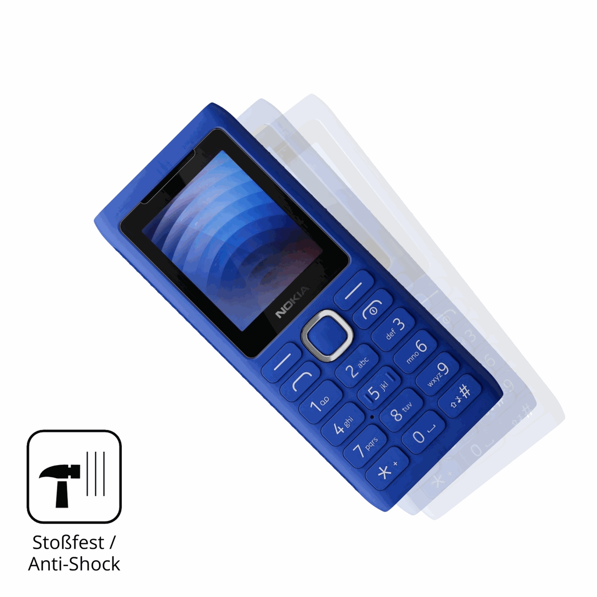 Schutz gegen Kratzer auf dem Nokia 110 Power Glas durch Schlüssel, Stöße gegen die Tischkante oder Stürze