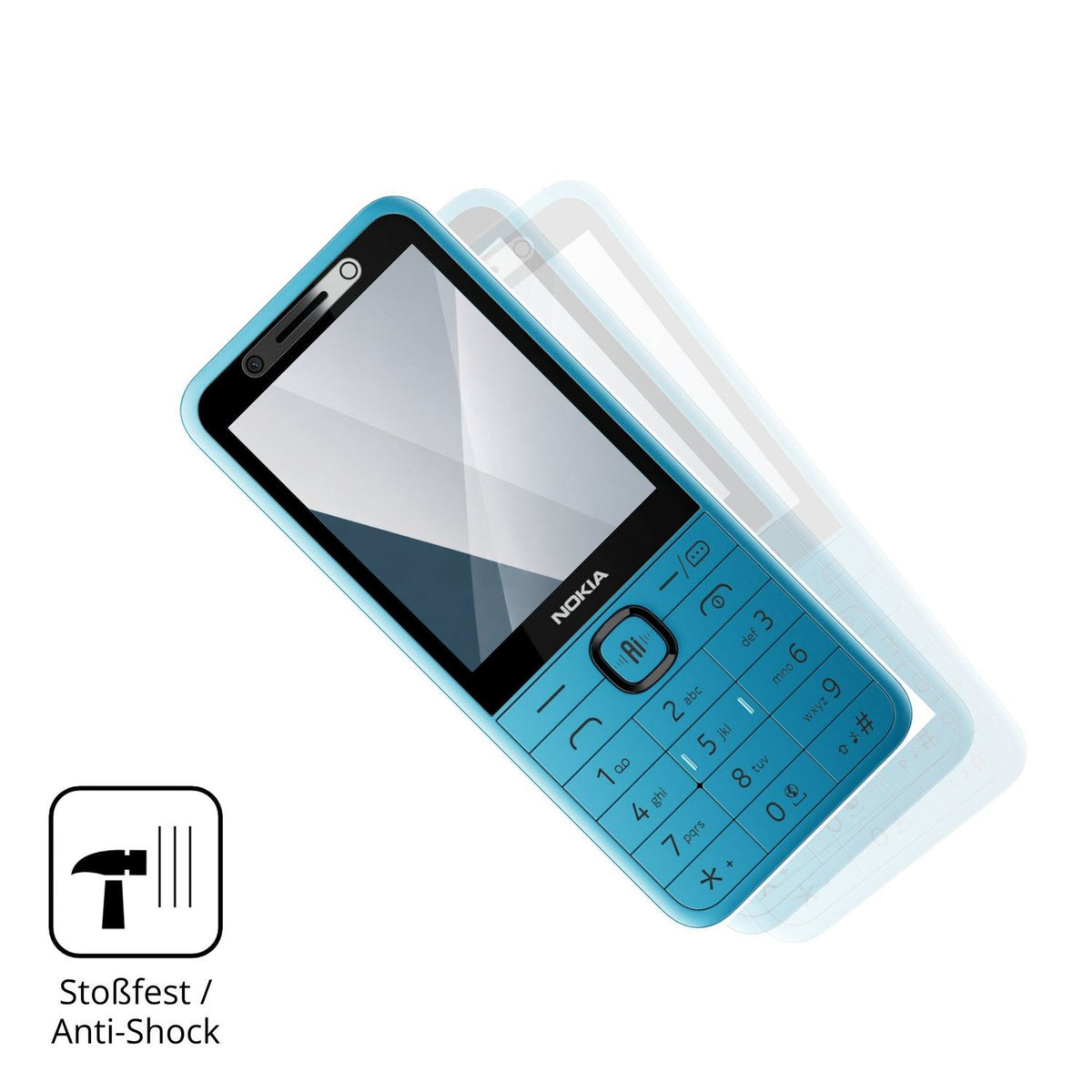 Schutz gegen Kratzer auf dem Nokia 235 4G 2nd Edition Glas durch Schlüssel, Stöße gegen die Tischkante oder Stürze