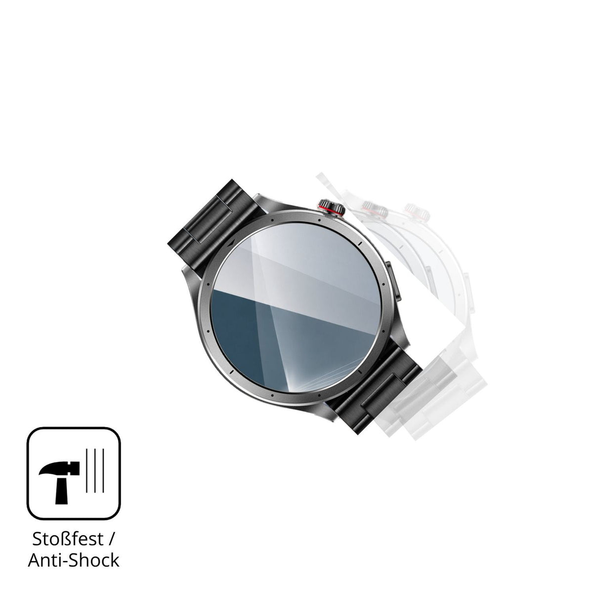 Schutz gegen Kratzer auf dem Oliimptek 1.53 Zoll Smartwatch Glas durch Schlüssel, Stöße gegen die Tischkante oder Stürze
