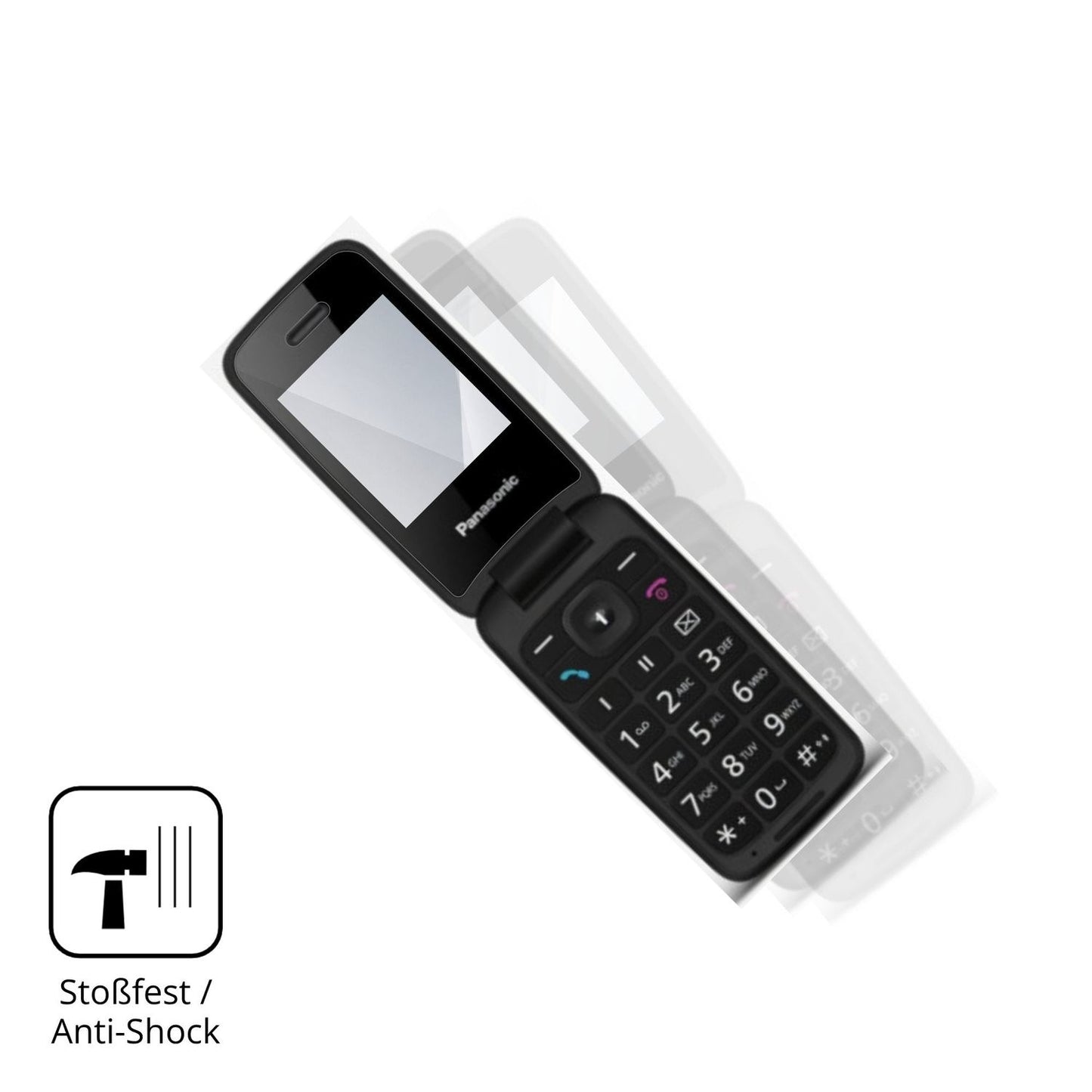 Schutz gegen Kratzer auf dem Panasonic KX-TU410 Glas durch Schlüssel, Stöße gegen die Tischkante oder Stürze