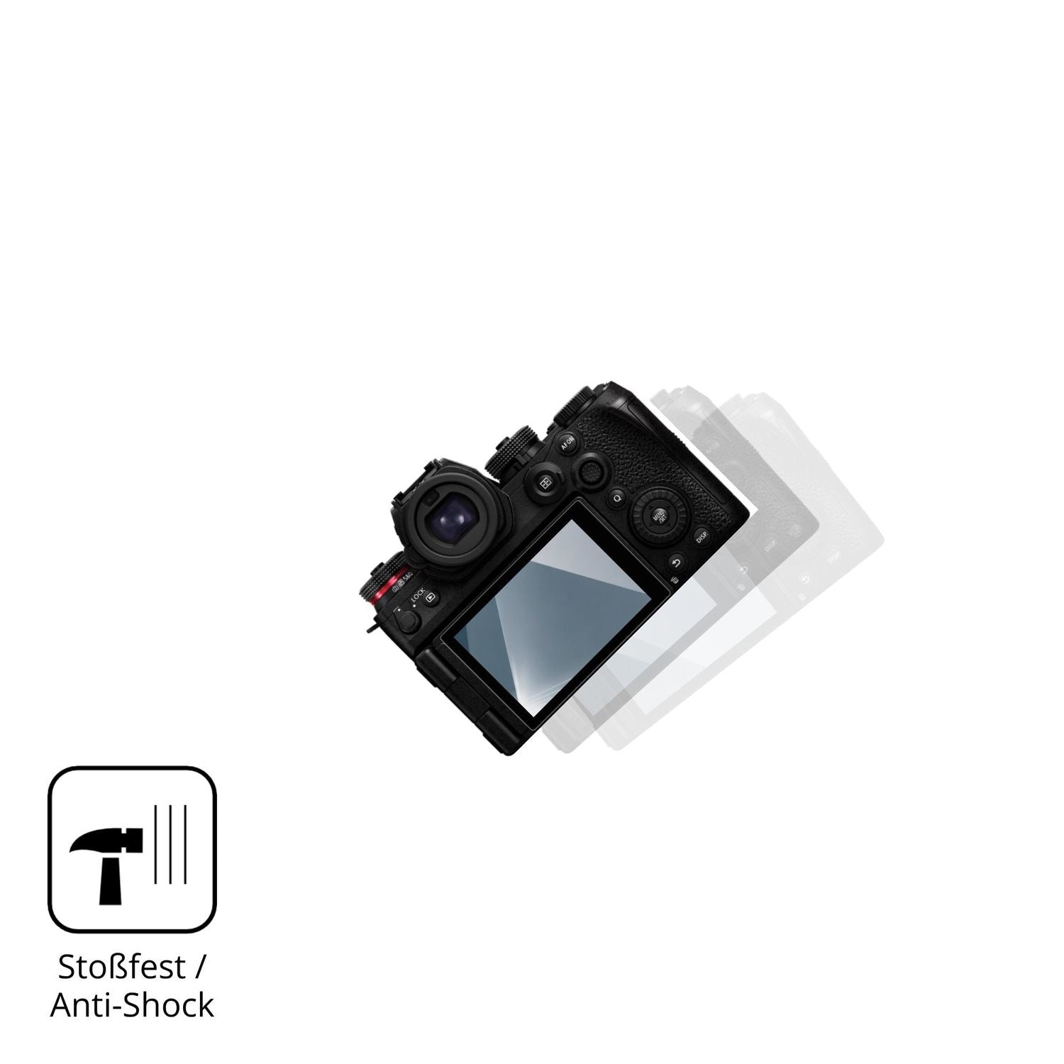 Schutz gegen Kratzer auf dem Panasonic Lumix DC S1 R II Glas durch Schlüssel, Stöße gegen die Tischkante oder Stürze