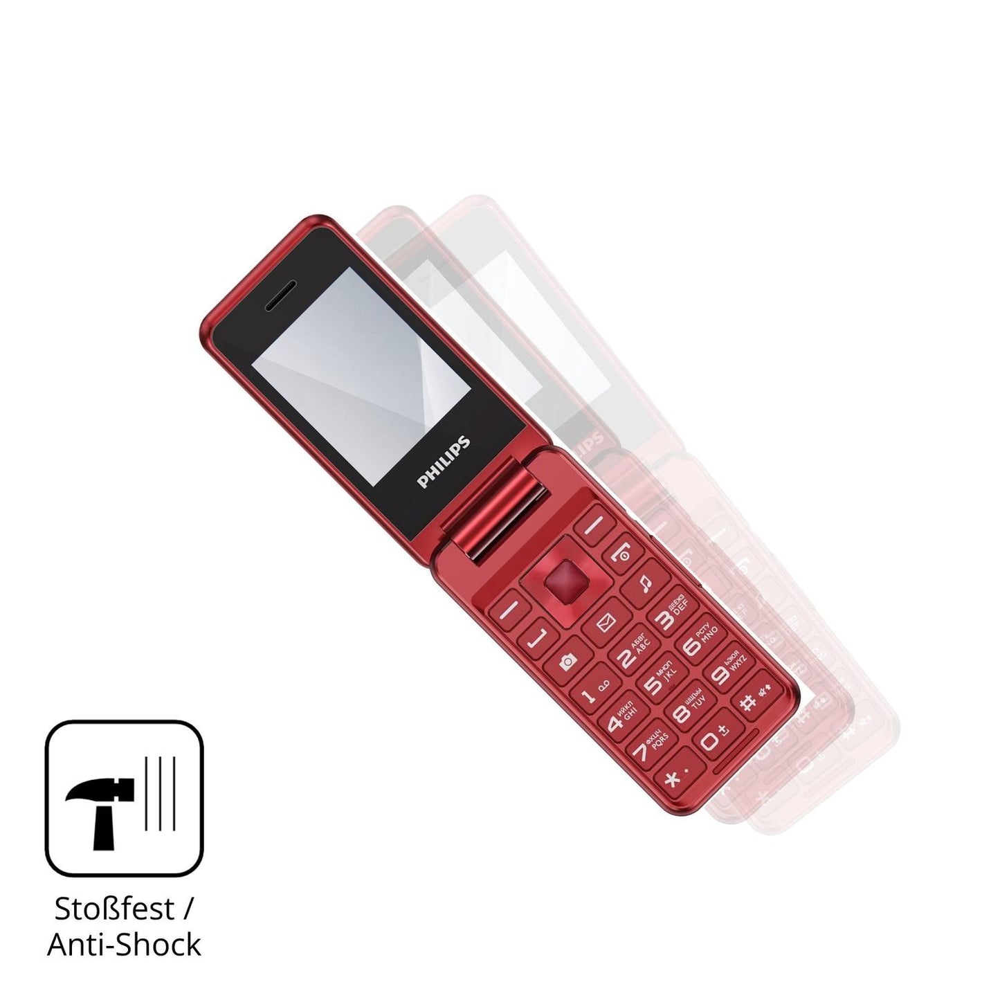 Schutz gegen Kratzer auf dem Philips Xenium E2601 Glas durch Schlüssel, Stöße gegen die Tischkante oder Stürze