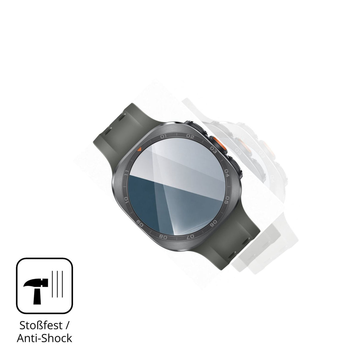 Schutz gegen Kratzer auf dem Samsung Galaxy Watch Ultra 2 Glas durch Schlüssel, Stöße gegen die Tischkante oder Stürze