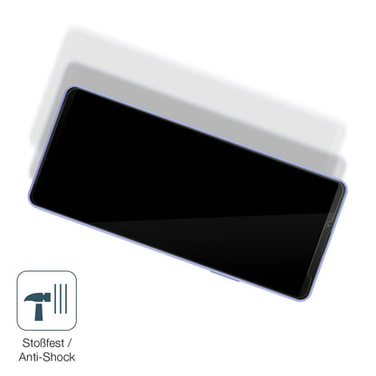 Schutz gegen Kratzer auf dem Sony Xperia 10 IV Glas durch Schlüssel, Stöße gegen die Tischkante oder Stürze