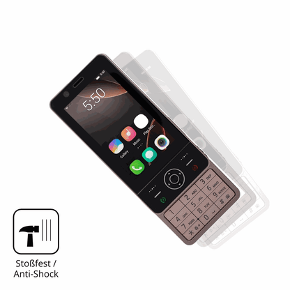 Schutz gegen Kratzer auf dem Sxhlseller Slide Phone Glas durch Schlüssel, Stöße gegen die Tischkante oder Stürze
