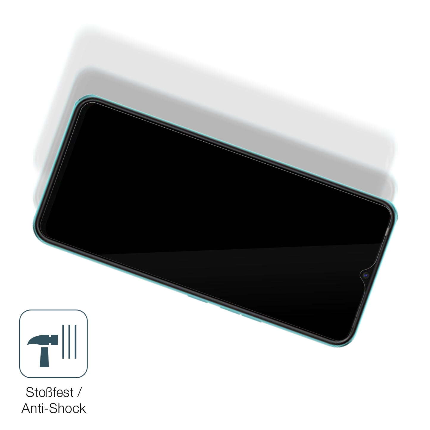 Schutz gegen Kratzer auf dem TECNO Spark 8C Glas durch Schlüssel, Stöße gegen die Tischkante oder Stürze