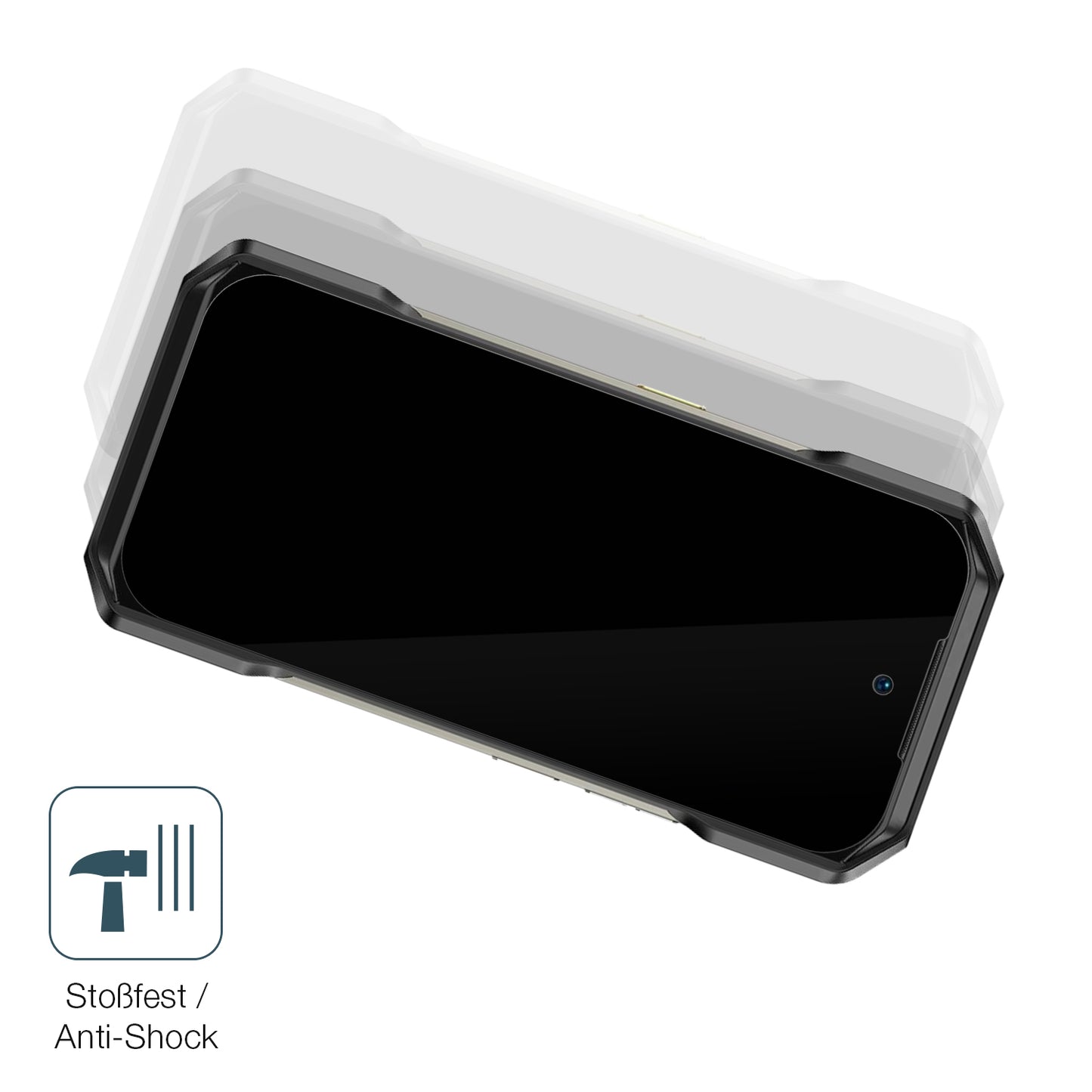Schutz gegen Kratzer auf dem Ulefone Armor 27 Pro 5G Glas durch Schlüssel, Stöße gegen die Tischkante oder Stürze