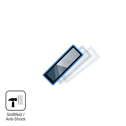 Schutz gegen Kratzer auf dem Waveshare ESP32-S3-Touch-LCD-3.49 Glas durch Schlüssel, Stöße gegen die Tischkante oder Stürze