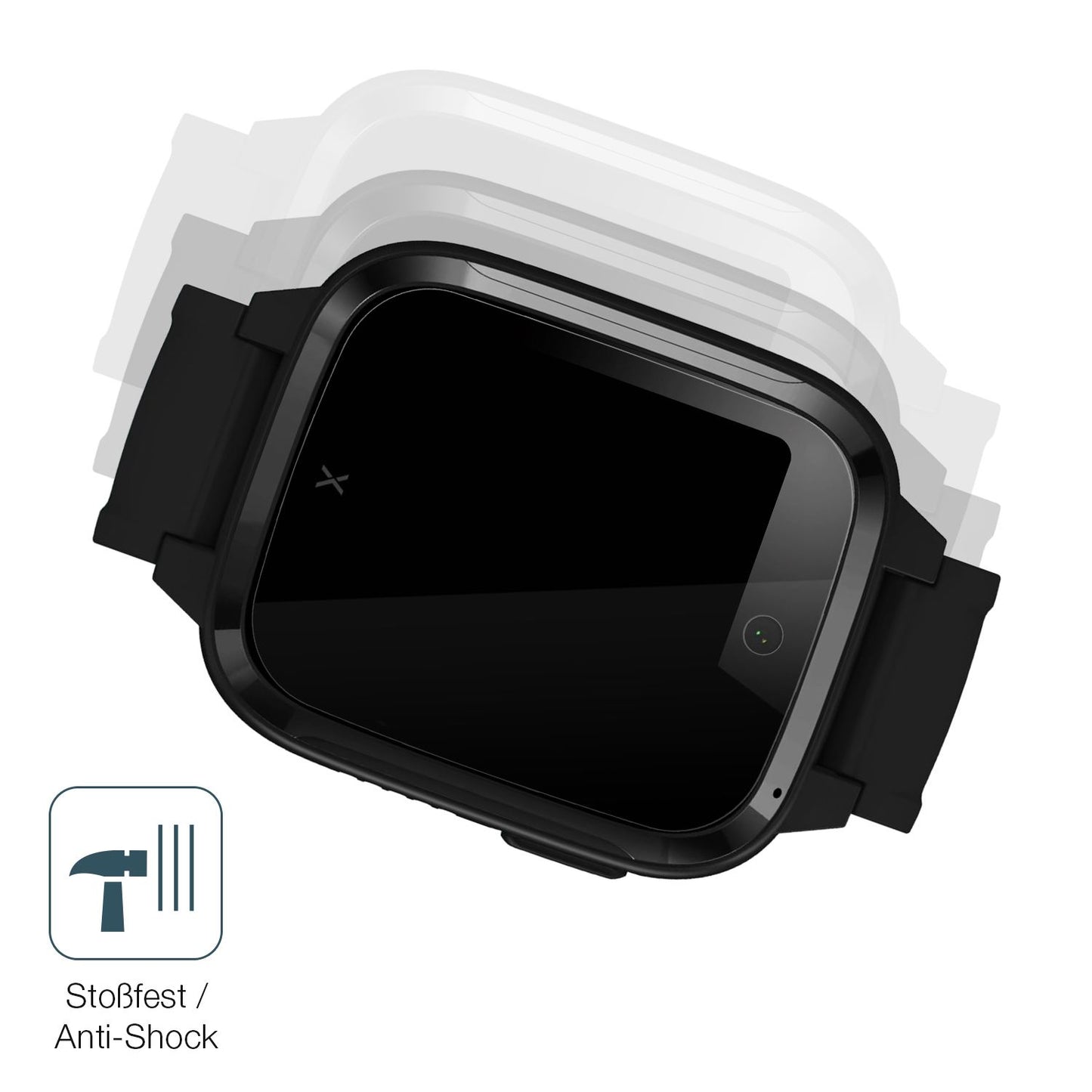 Schutz gegen Kratzer auf dem XPLORA Kidzi Smartwatch Glas durch Schlüssel, Stöße gegen die Tischkante oder Stürze