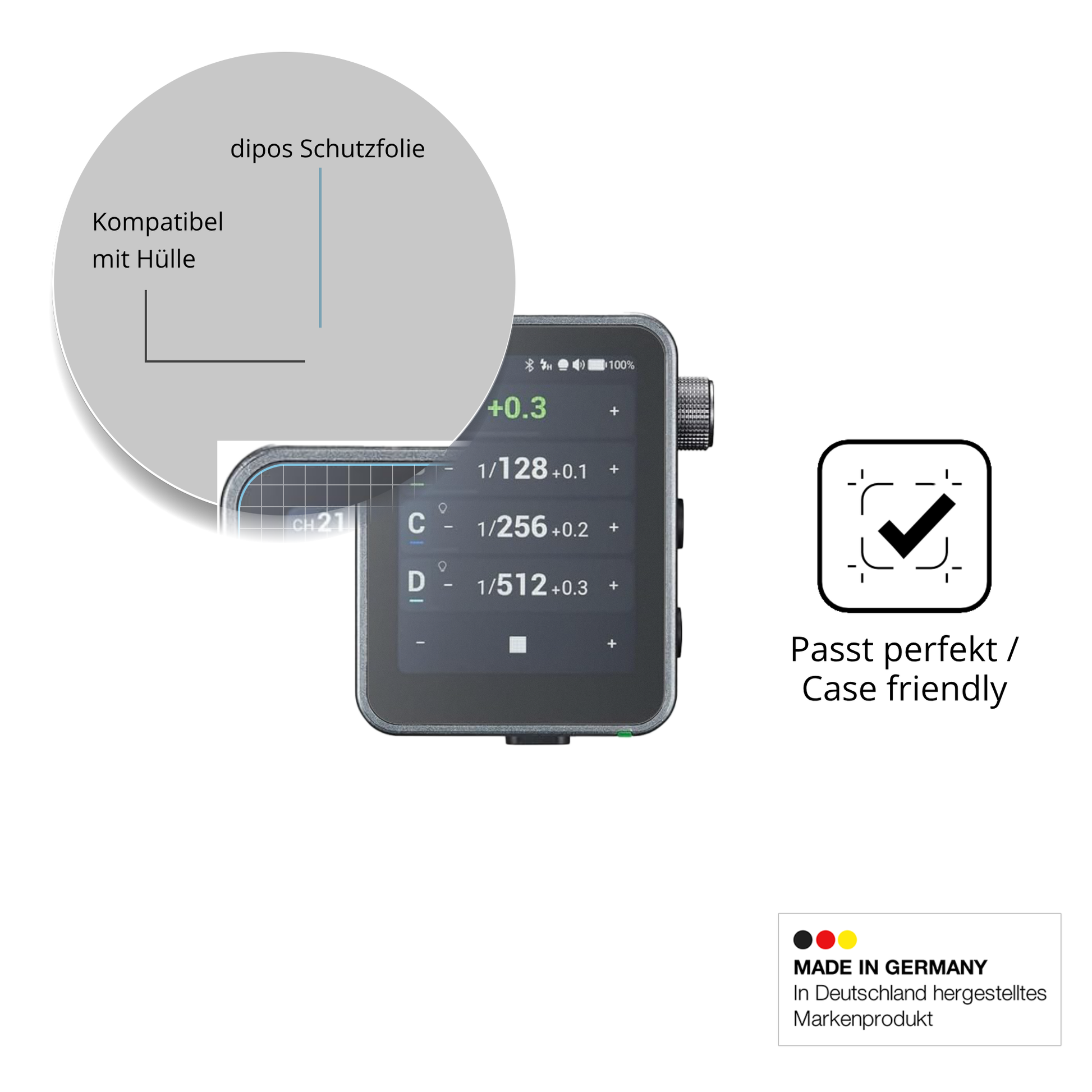 Schutzfolie mit optimaler Passform, zur Verwendung mit Hüllen geeignet