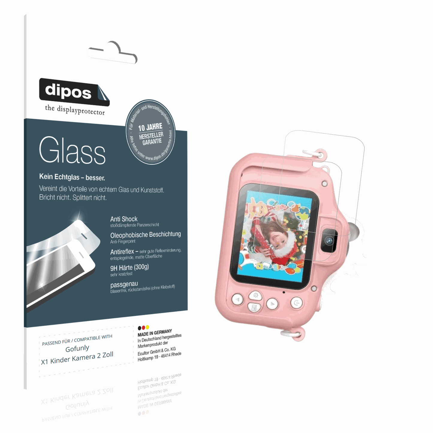 Matte Displayschutzfolie von dipos passend für Gofunly X1 Kinder Kamera 2 Zoll, 9H kratzfest und blasenfrei montiert