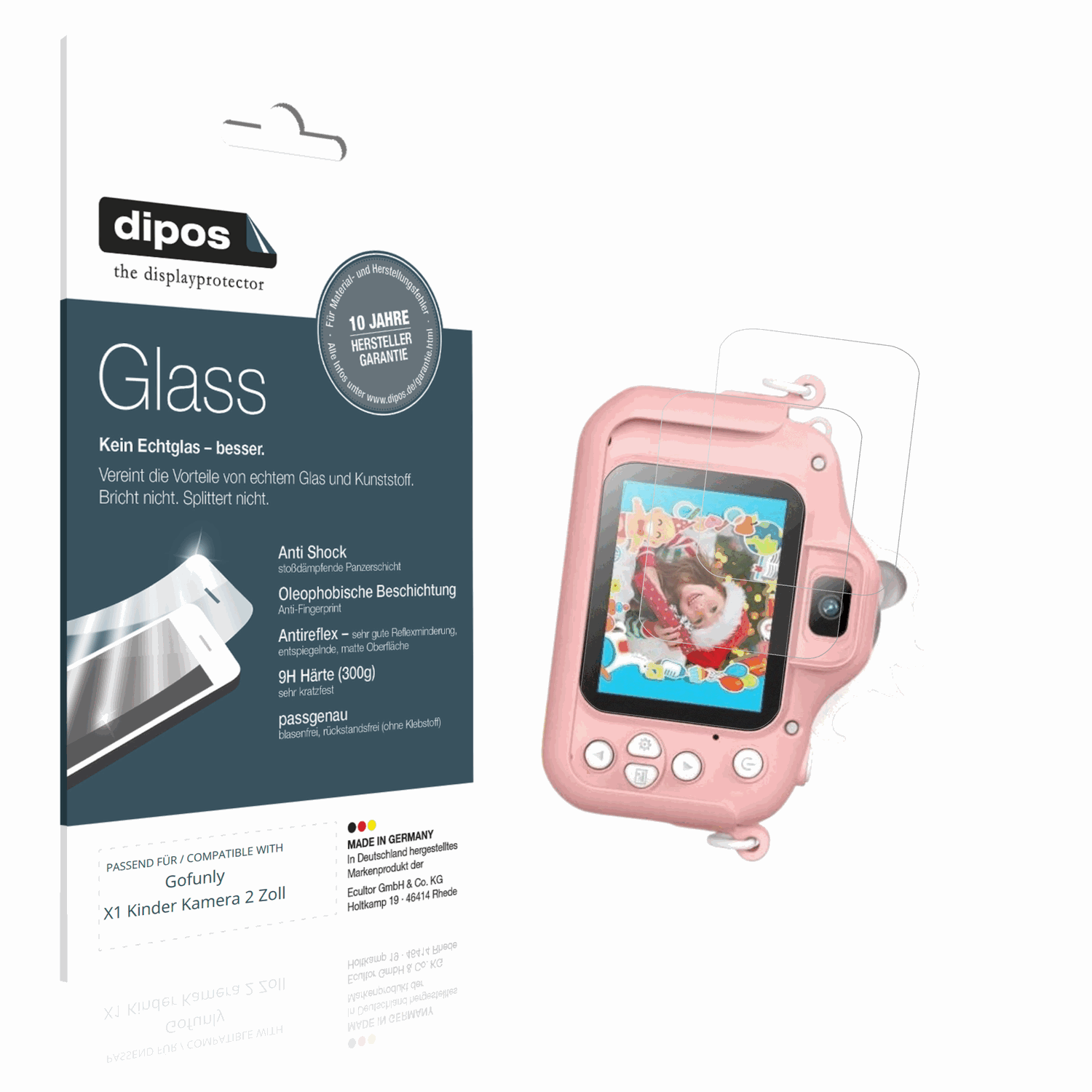 Matte Displayschutzfolie von dipos passend für Gofunly X1 Kinder Kamera 2 Zoll, 9H kratzfest und blasenfrei montiert