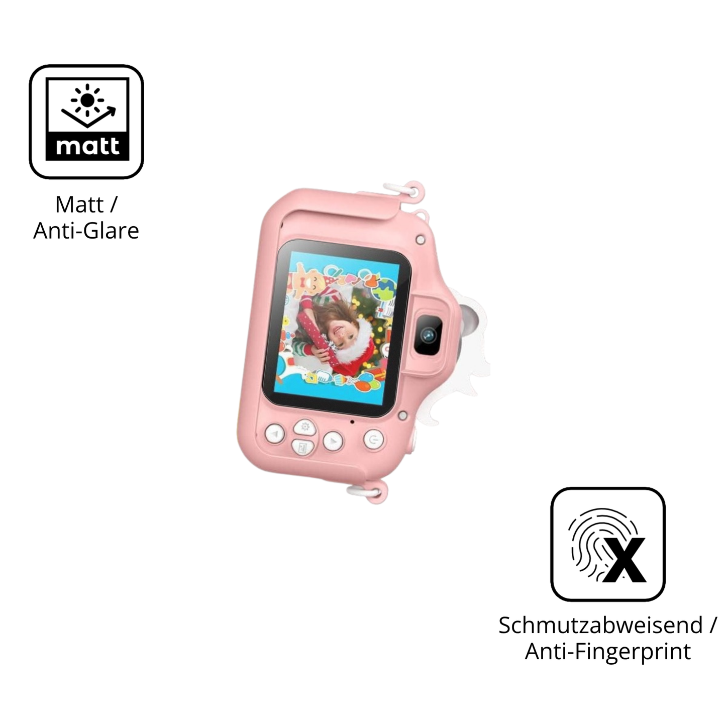 9H Hartbeschichtete, flexible Folie passend zugeschnitten für Gofunly X1 Kinder Kamera 2 Zoll