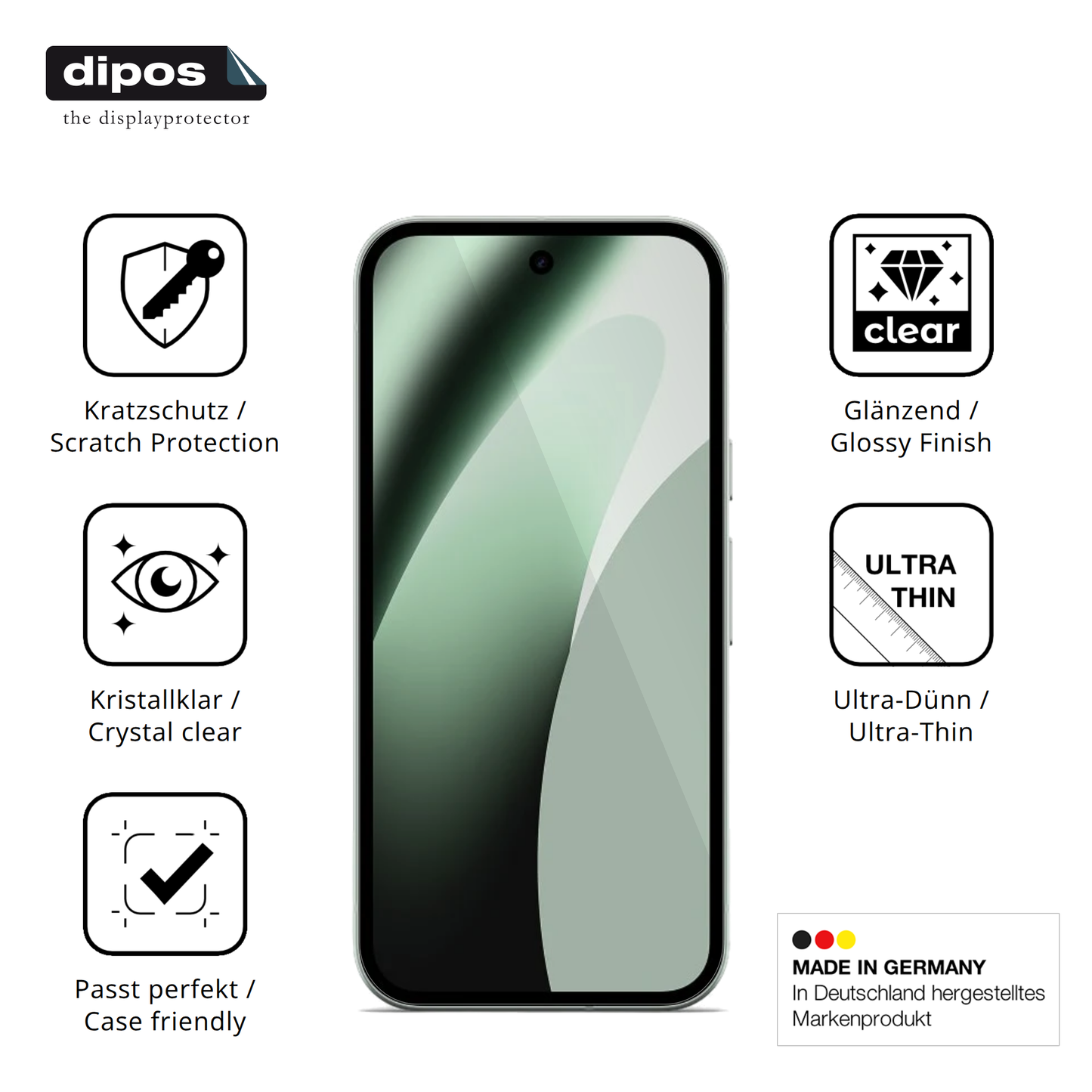 Displayschutz hergestellt in Deutschland, höchste Qualität made in Germany