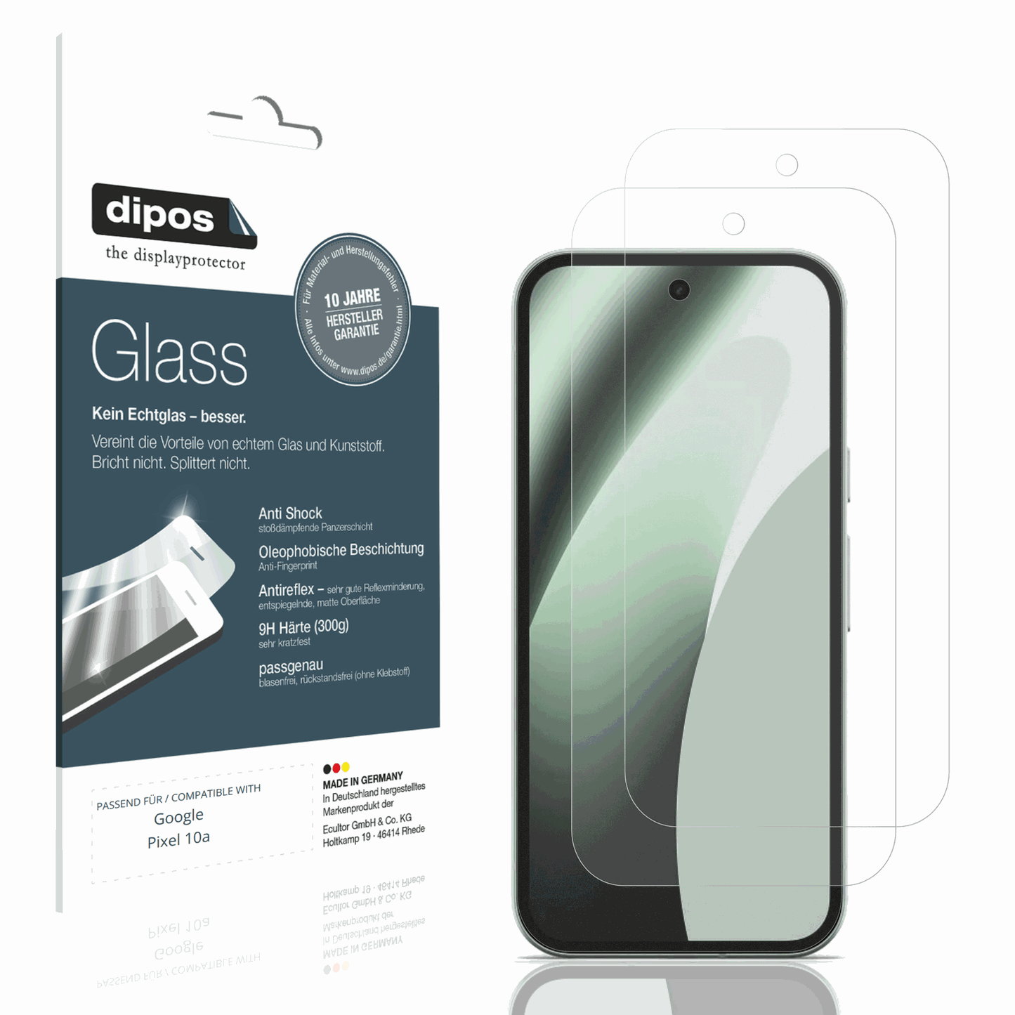 Matte Displayschutzfolie von dipos passend für Google Pixel 10a, 9H kratzfest und blasenfrei montiert