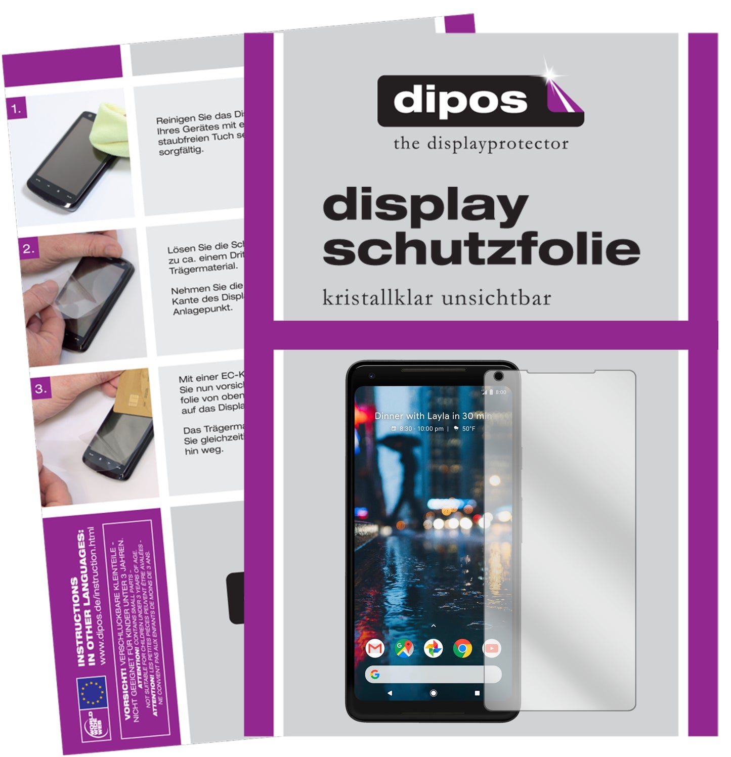 Kristallklare, dünne Schutzfolie: Kratzfest & passgenau für Google-Pixel 2 XL