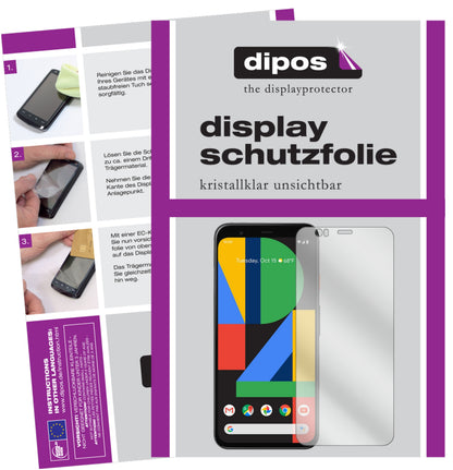 Klare Displayschutzfolie von dipos passend für Google Pixel 4 XL, präziser Zuschnitt und blasenfrei montiert