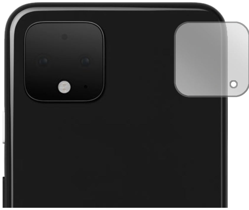 GooglePixel 4 XL Kameralinse mit aufgebrachter dipos Displayschutzfolie, glasklare Darstellung ohne Einschränkungen