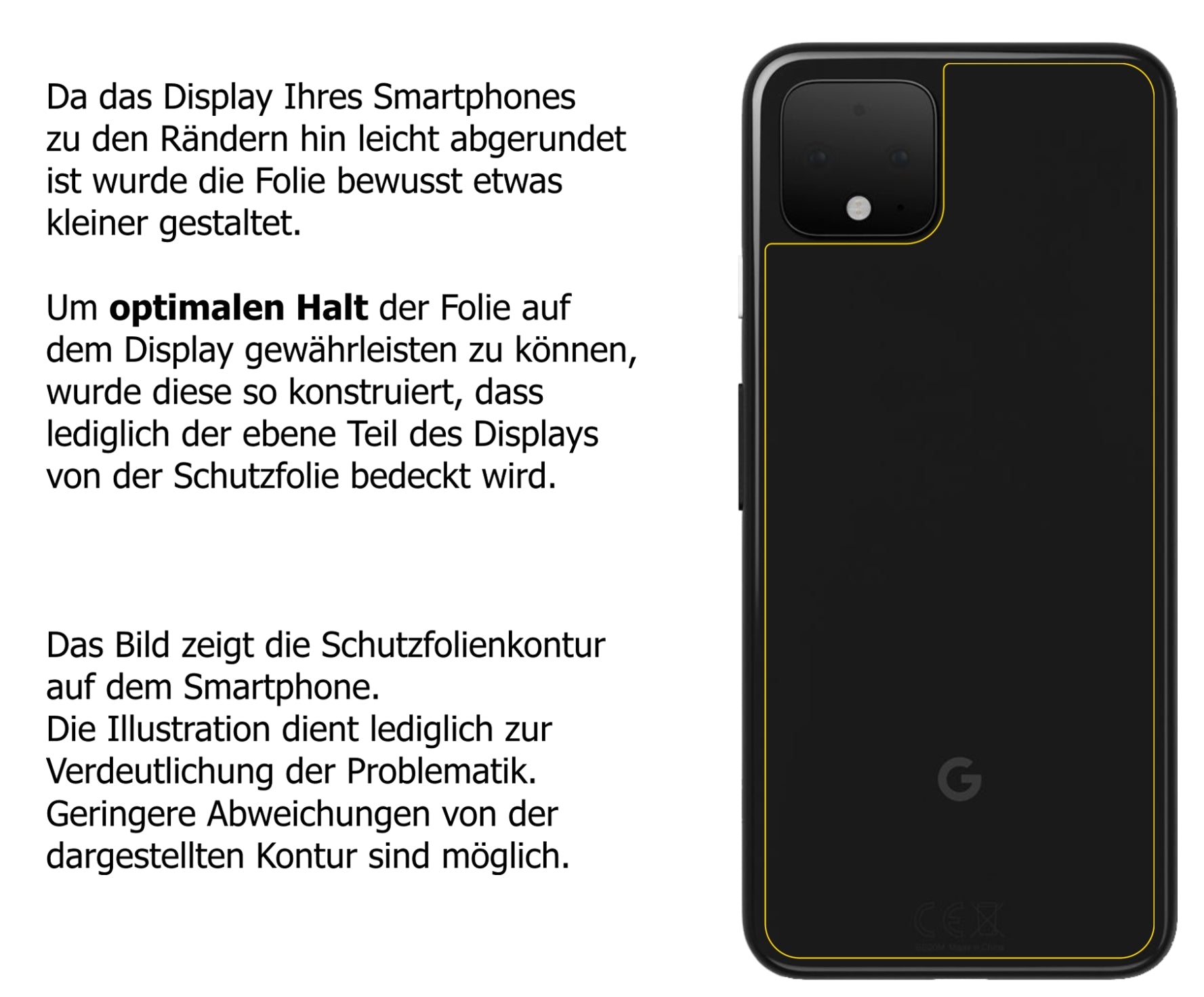 dipos Displayschutz für Google Pixel 4 Rückseite, transparente Oberfläche, perfekte Passform auch für die Rundungen