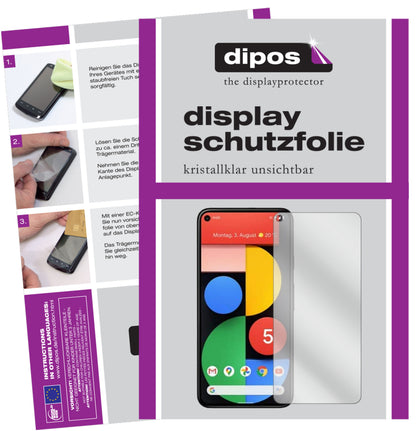 Klare Displayschutzfolie von dipos passend für Google Pixel 5, präziser Zuschnitt und blasenfrei montiert