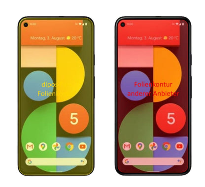 3x Screen Protector for Google Pixel 5 Protective Film covers 100% dipos Flex