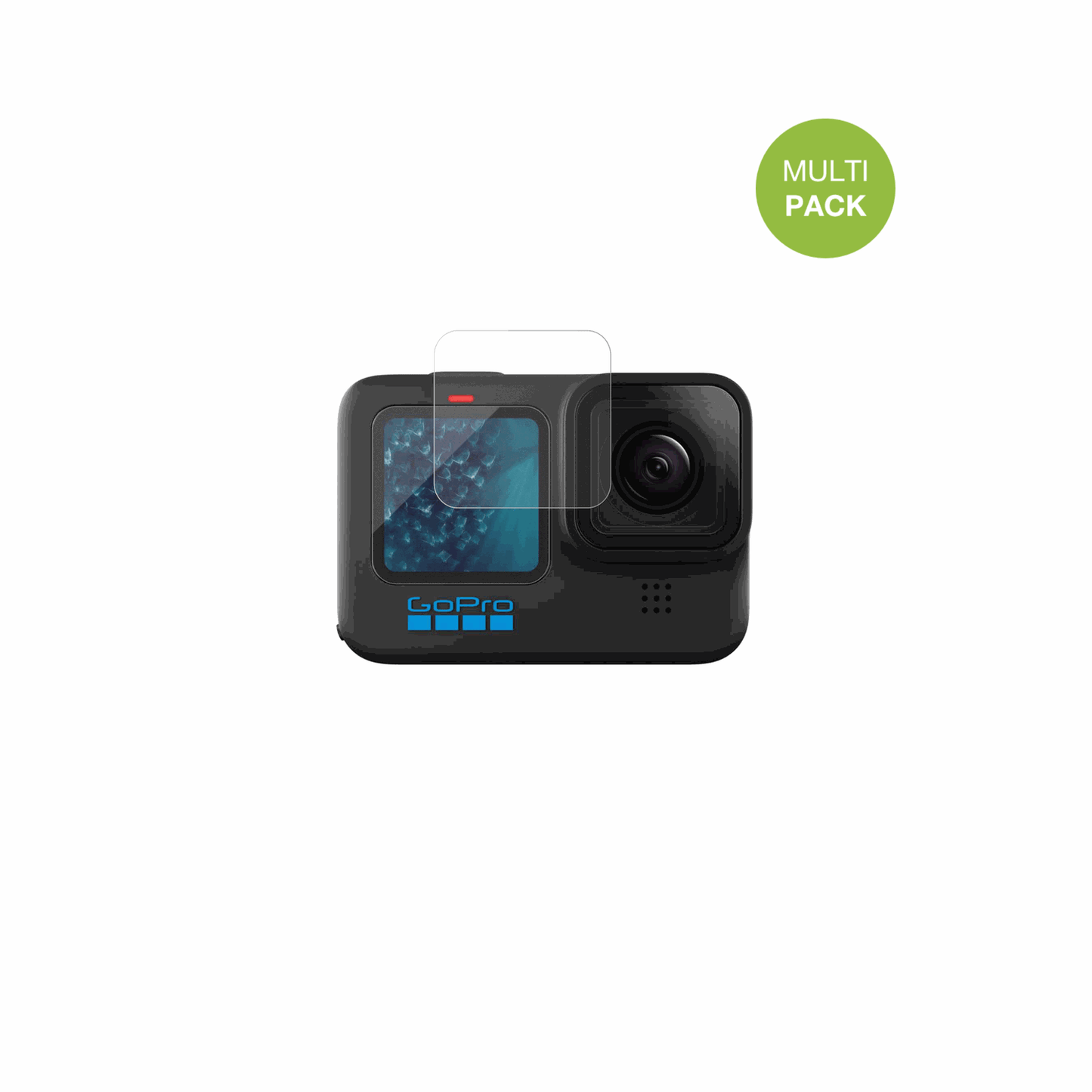 goprohero 11 mit aufgebrachter dipos Displayschutzfolie, die lästige Fingerabdrücke minimiert