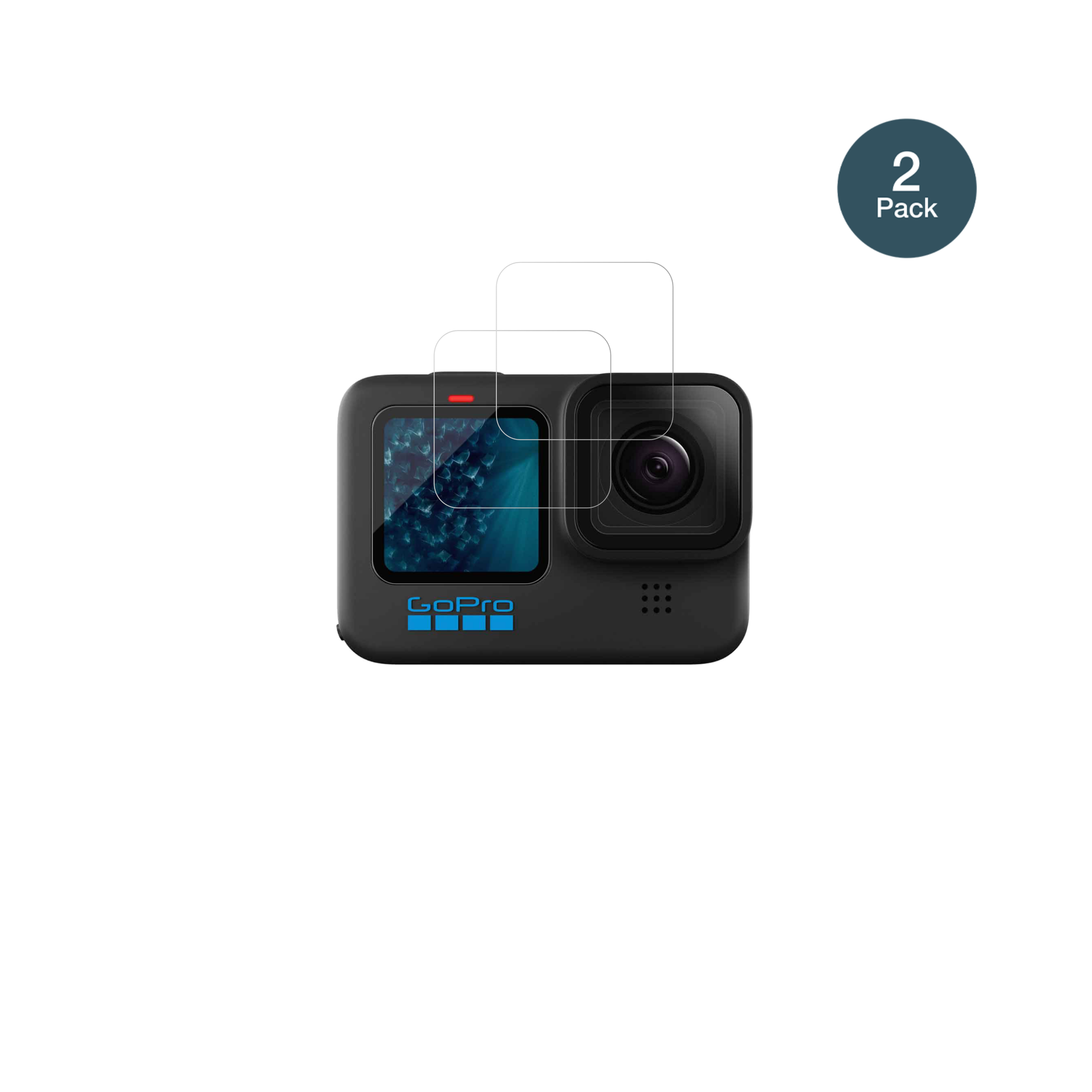 goprohero 11 mit aufgebrachter dipos Flex Schutzfolie, glasklare Darstellung ohne Einschränkungen