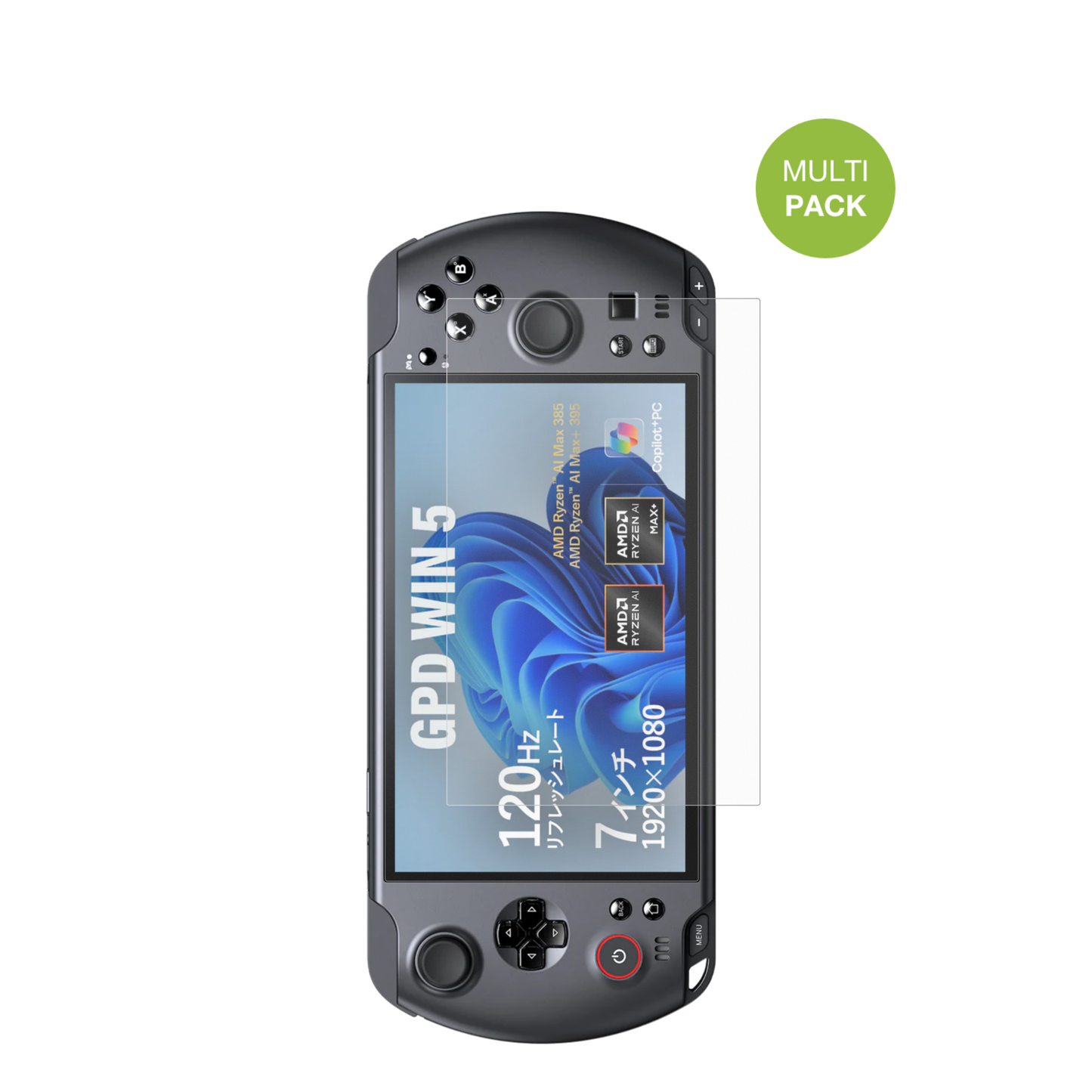 GPDWin 5 mit aufgebrachter dipos Displayschutzfolie, die lästige Fingerabdrücke minimiert