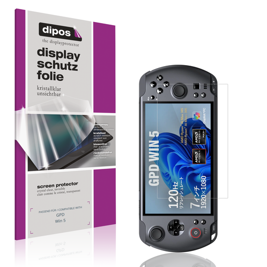 Klare Displayschutzfolie von dipos passend für GPD Win 5, präziser Zuschnitt und blasenfrei montiert