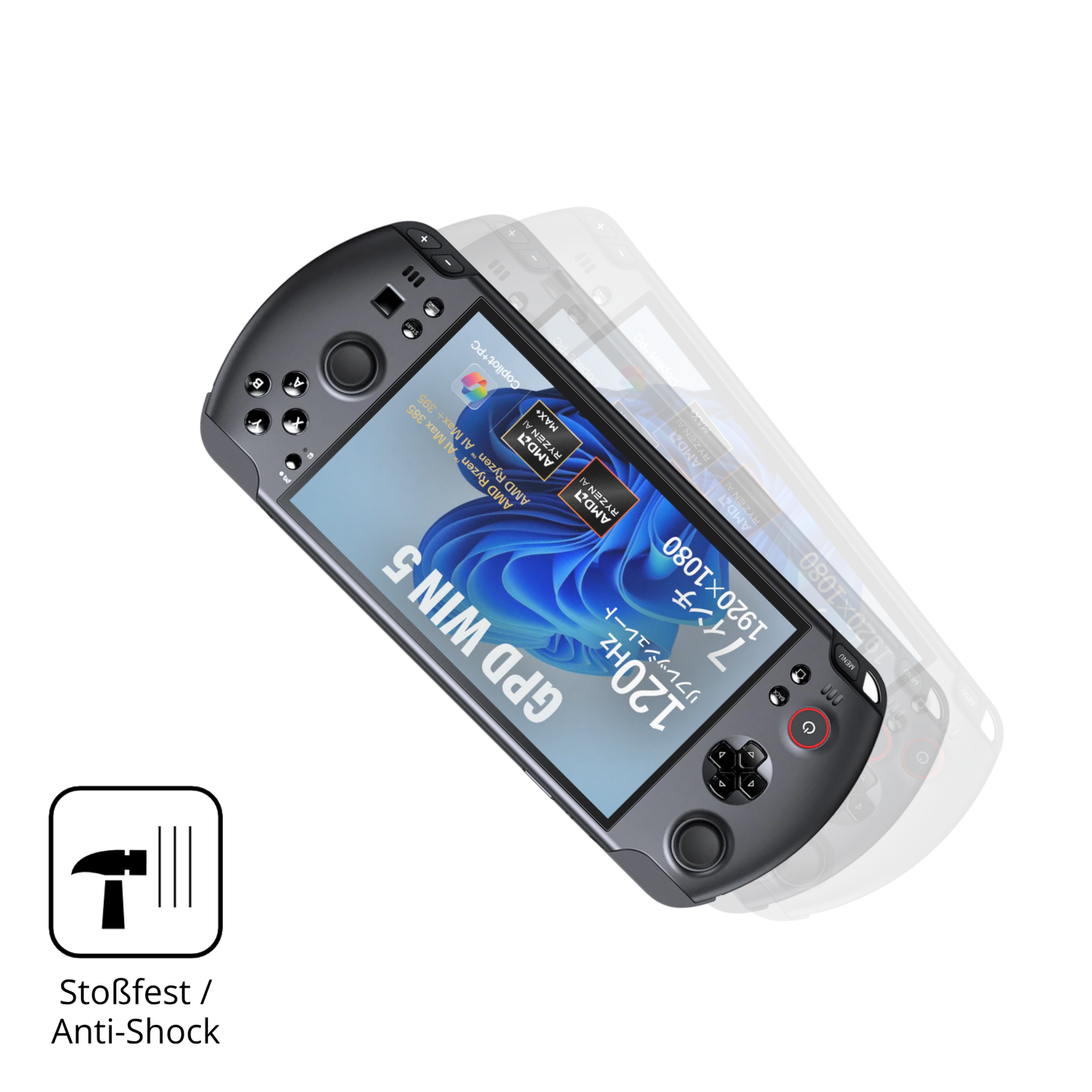 Schutz gegen Kratzer auf dem GPD Win 5 Glas durch Schlüssel, Stöße gegen die Tischkante oder Stürze
