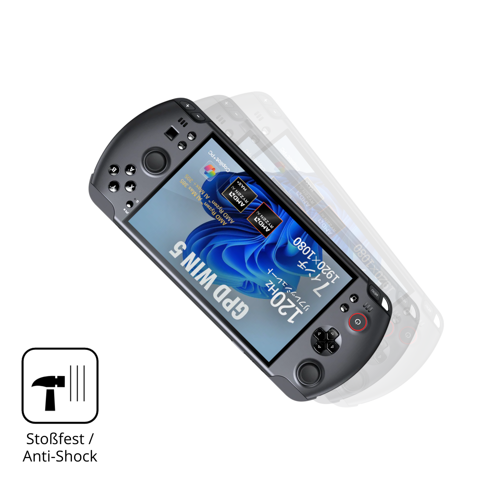 Schutz gegen Kratzer auf dem GPD Win 5 Glas durch Schlüssel, Stöße gegen die Tischkante oder Stürze