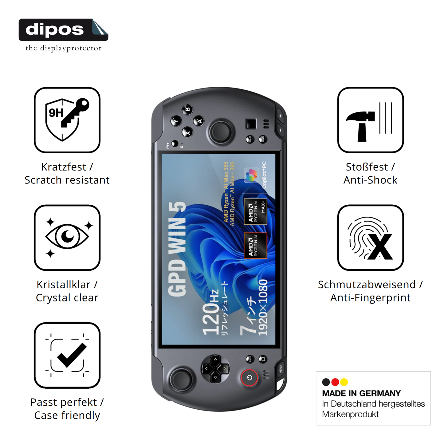 Displayschutz hergestellt in Deutschland, höchste Qualität made in Germany