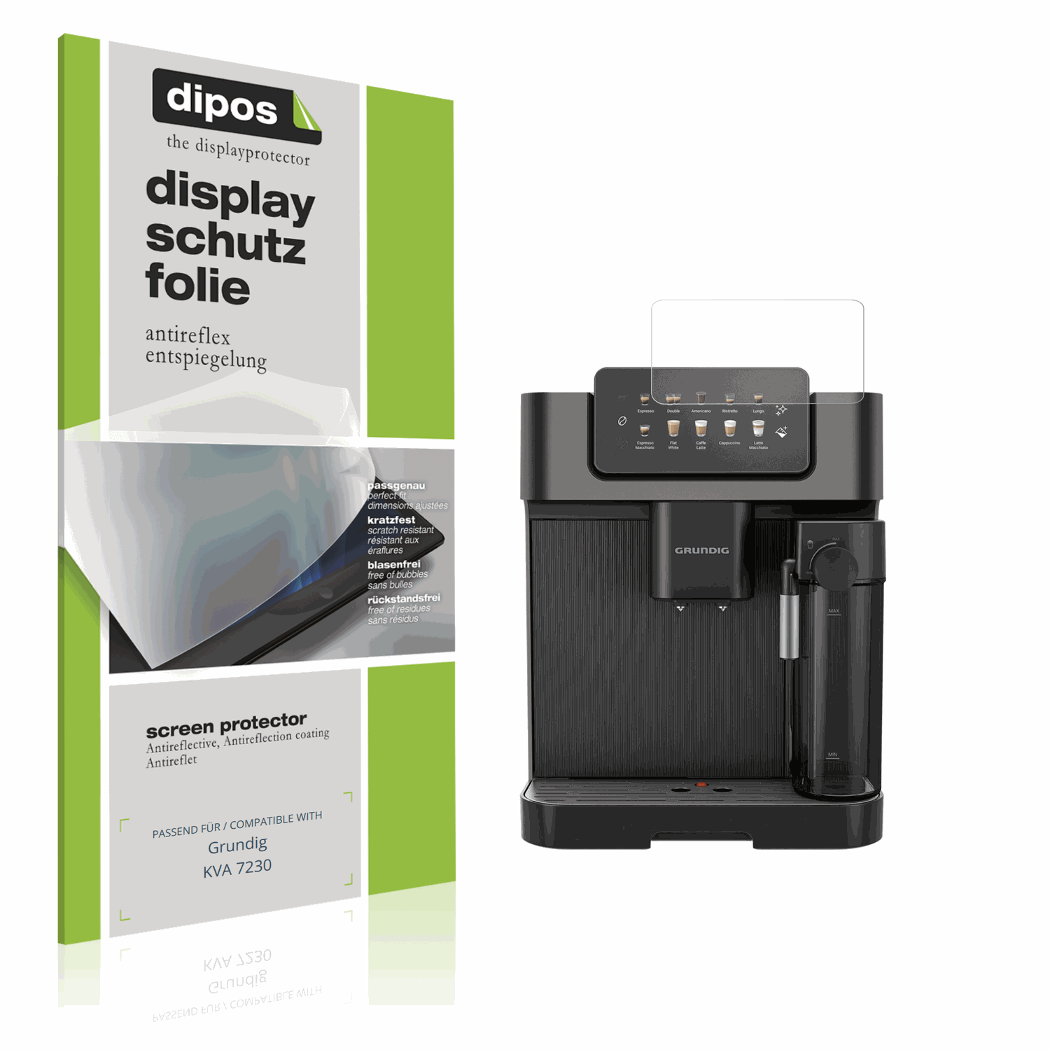 Matte Displayschutzfolie von dipos passend für Grundig KVA 7230, präziser Zuschnitt und blasenfrei montiert