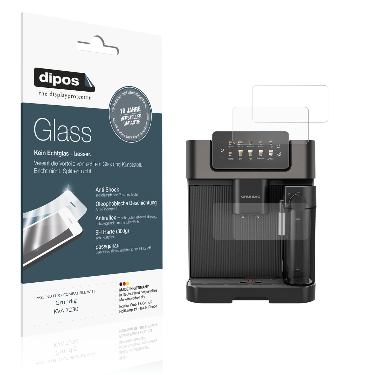 Matte Displayschutzfolie von dipos passend für Grundig KVA 7230, 9H kratzfest und blasenfrei montiert
