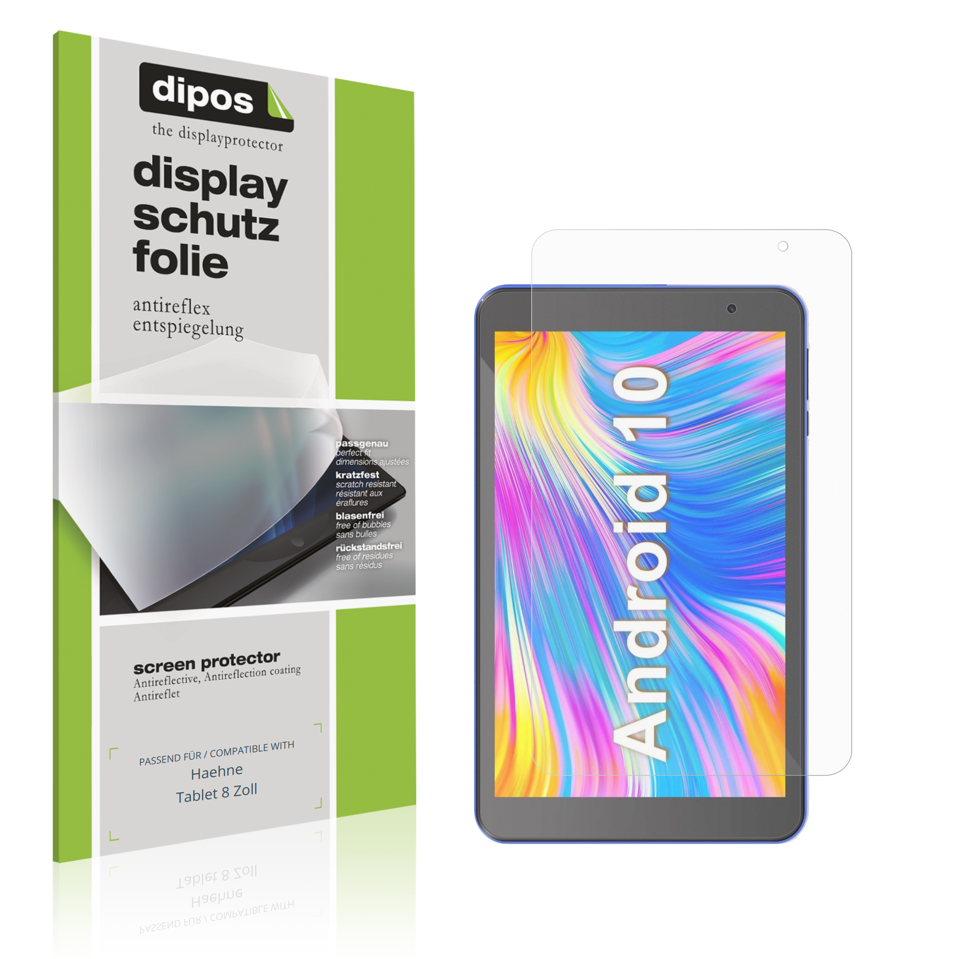 Matte Displayschutzfolie von dipos passend für Haehne Tablet 8 Zoll, präziser Zuschnitt und blasenfrei montiert