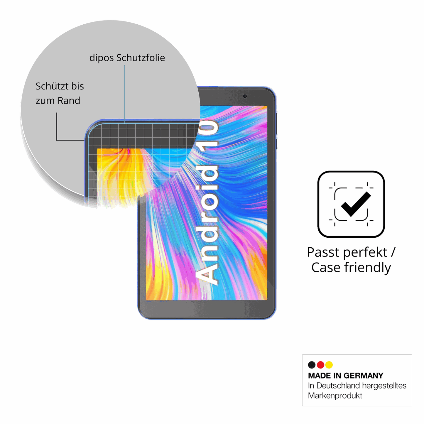 Schutzglasfolie mit optimaler Passform, zur Verwendung mit Hüllen geeignet
