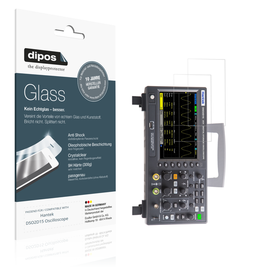 Klare Displayschutzfolie von dipos passend für Hantek DSO2D15 Oscilloscope, 9H kratzfest und blasenfrei montiert