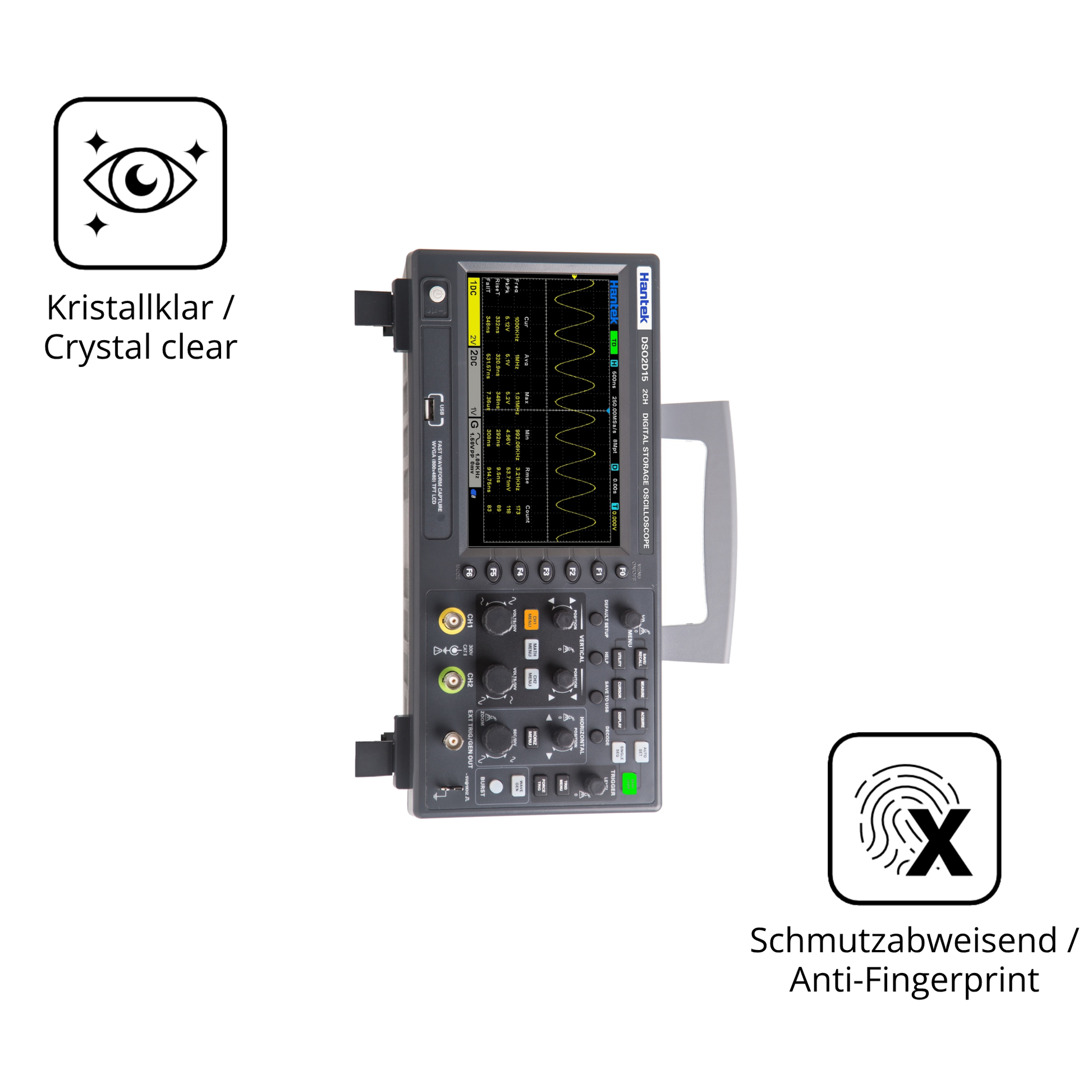 Flexible TPU-Folie passend zugeschnitten für Hantek DSO2D15 Oscilloscope, vollständige Abdeckung