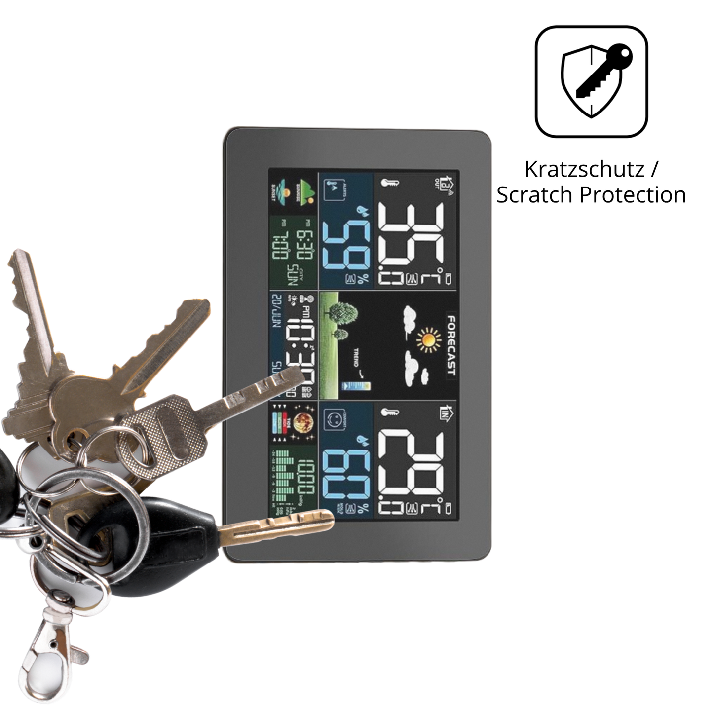 Schutz gegen Kratzer auf dem HAOYAO Wetterstation Glas durch Schlüssel oder Ähnliches